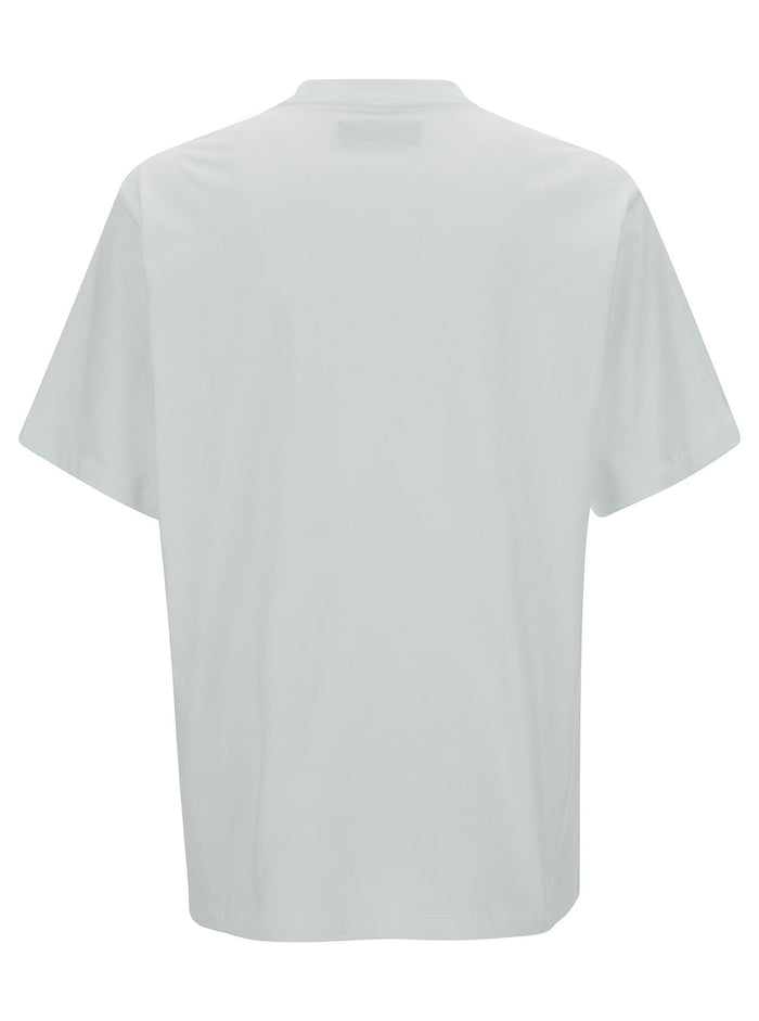 White T-Shirt With Contrasting Logo Print Cotton Man Tshirts And Polo Shirts