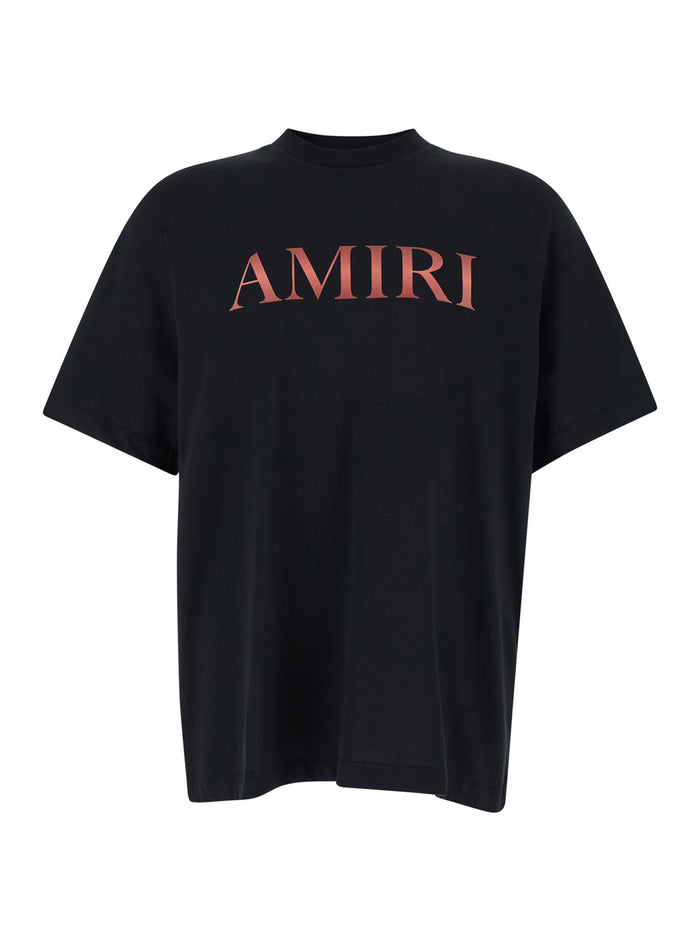 Black T-Shirt With Logo Lettering Print Cotton Man Tshirts And Polo Shirts