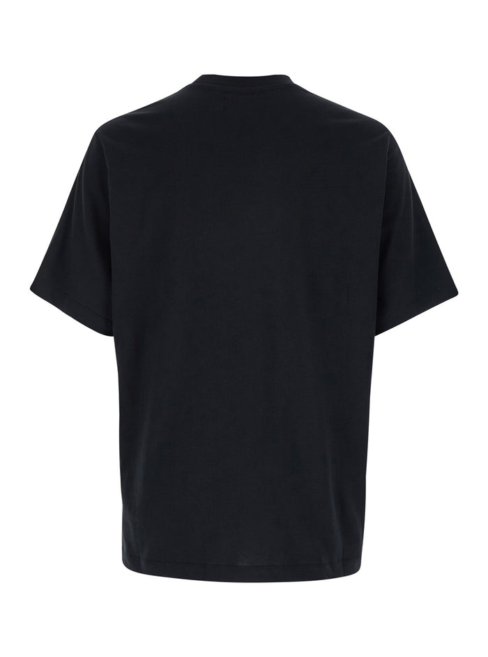 Black T-Shirt With Logo Lettering Print Cotton Man Tshirts And Polo Shirts