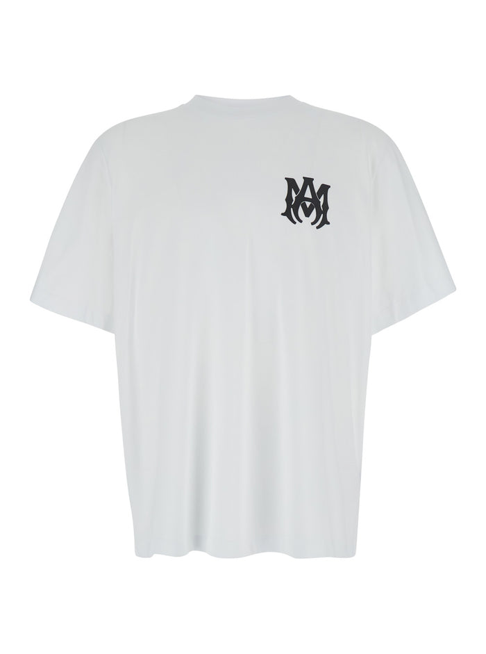Oversized White T-Shirt With Contrasting Logo Print Cotton Man Tshirts And Polo Shirts