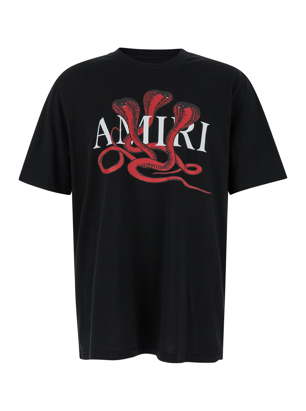 Black T-Shirt With Logo And Snake Print Cotton Man Tshirts Polo Shirts