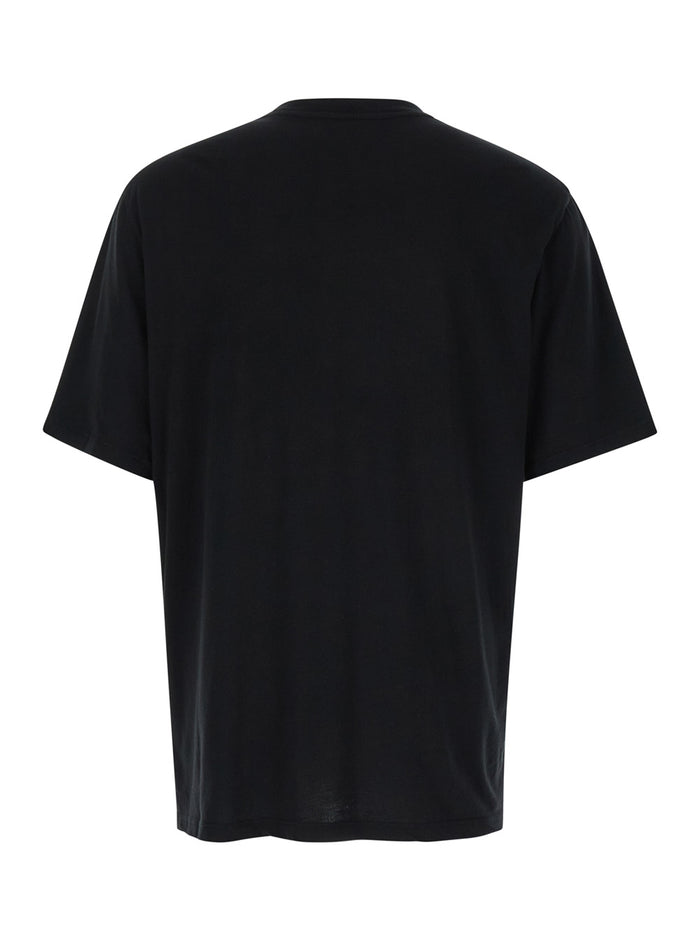 Black T-Shirt With Logo And Snake Print Cotton Man Tshirts Polo Shirts