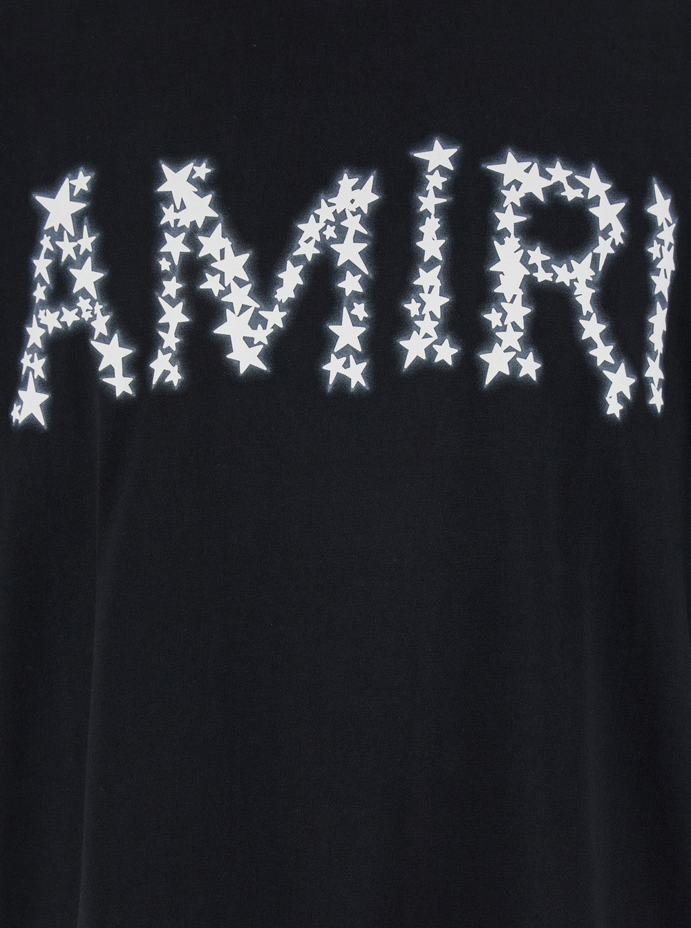 Black Crewneck T-Shirt With Amiri Star Print Cotton Man Tshirts And Polo Shirts
