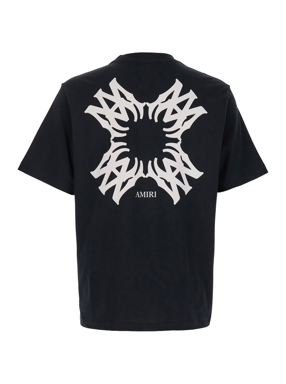 Black Crewneck T-Shirt With Contrasting Logo Print Cotton Man Tshirts And Polo Shirts