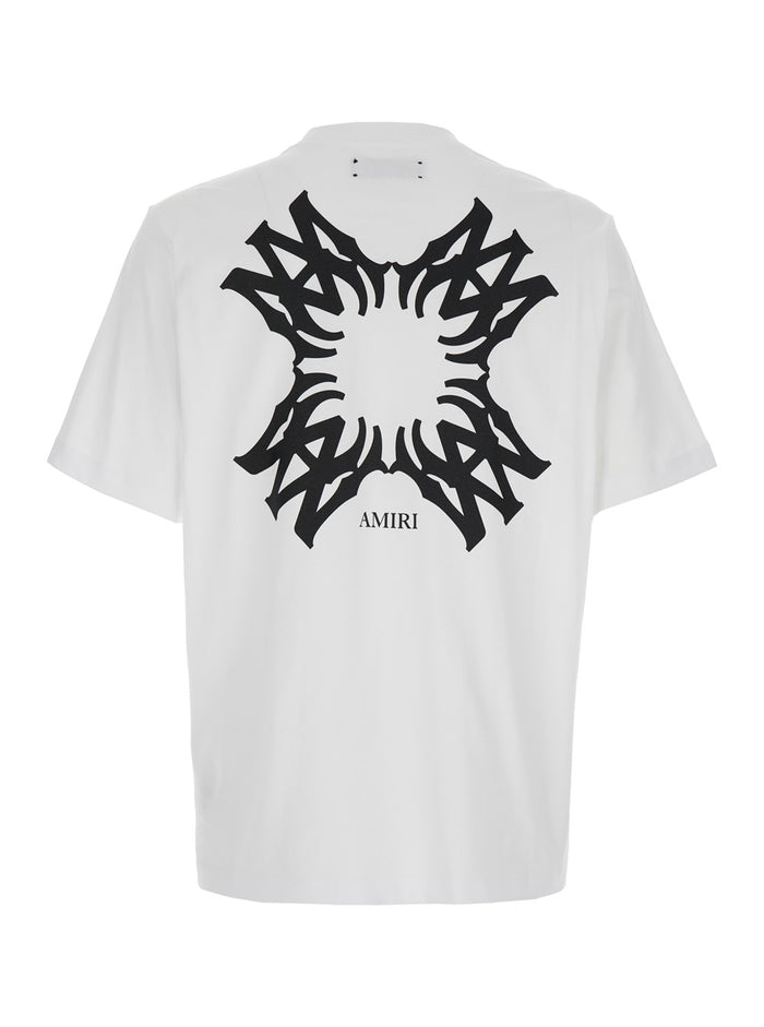 White Crewneck T-Shirt With Contrasting Logo Print Cotton Man Tshirts And Polo Shirts