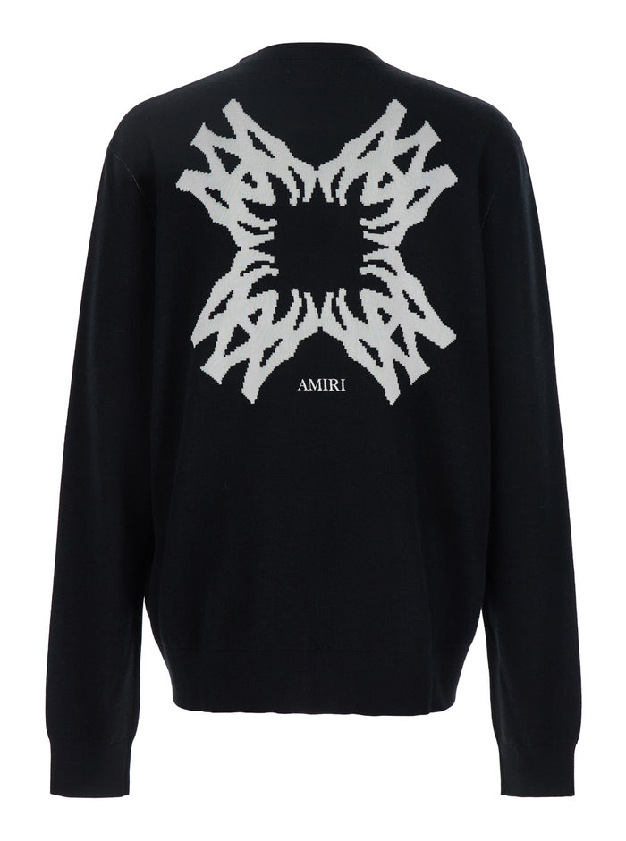 Black Jersey With Logo On Front And Back Wool Man Viscose