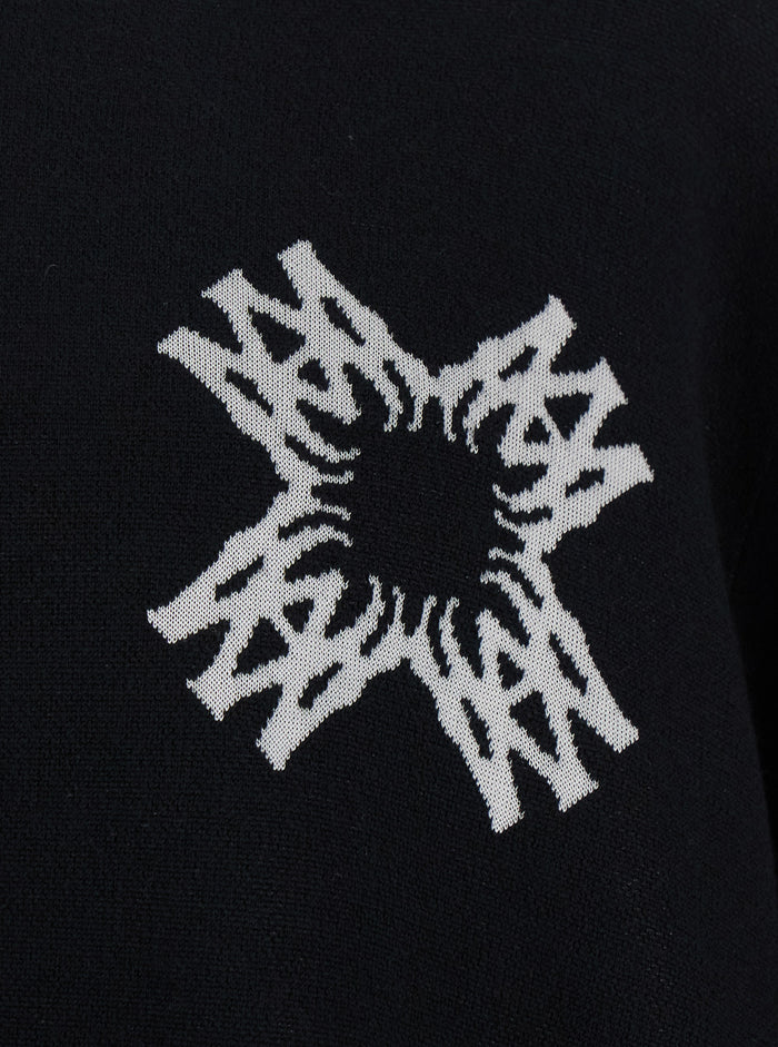 Black Jersey With Logo On Front And Back Wool Man Viscose