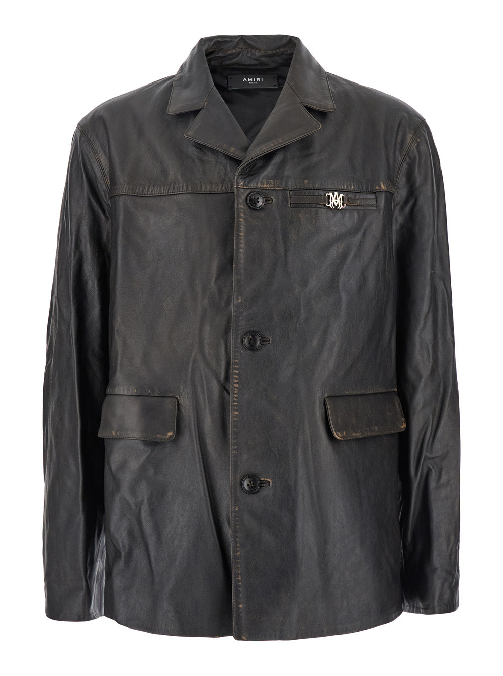 Brown Jacket With Worn Effect Leather Man Bovine Blazers