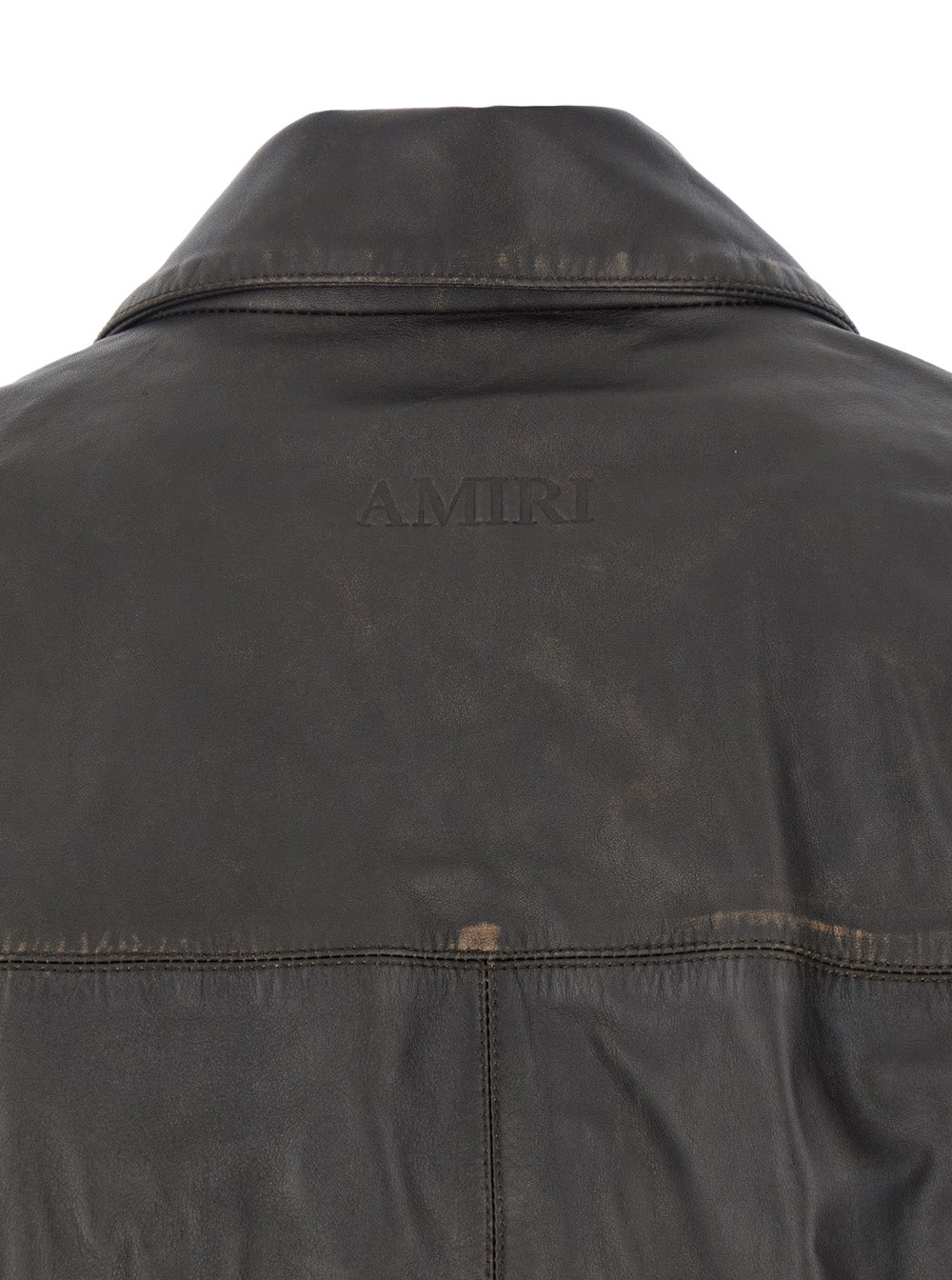 Brown Jacket With Worn Effect Leather Man Bovine Blazers