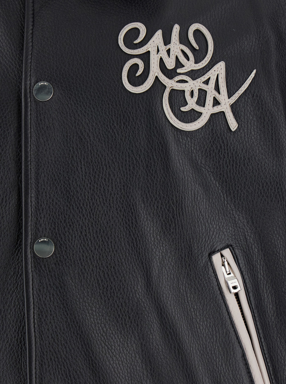 Black Bomber Jacket With Logo Detail Leather Man
