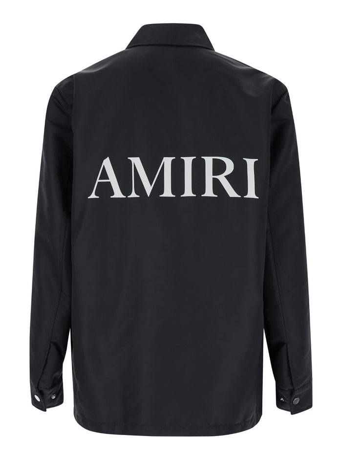 Black Jacket With Contrasting Logo Embroidery Nylon Man