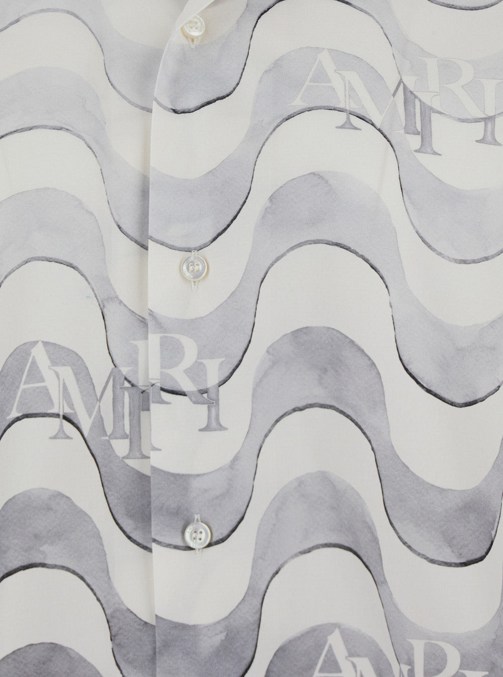 Grey Bowling Shirt With Wave Motif Cotton Man And Blouses
