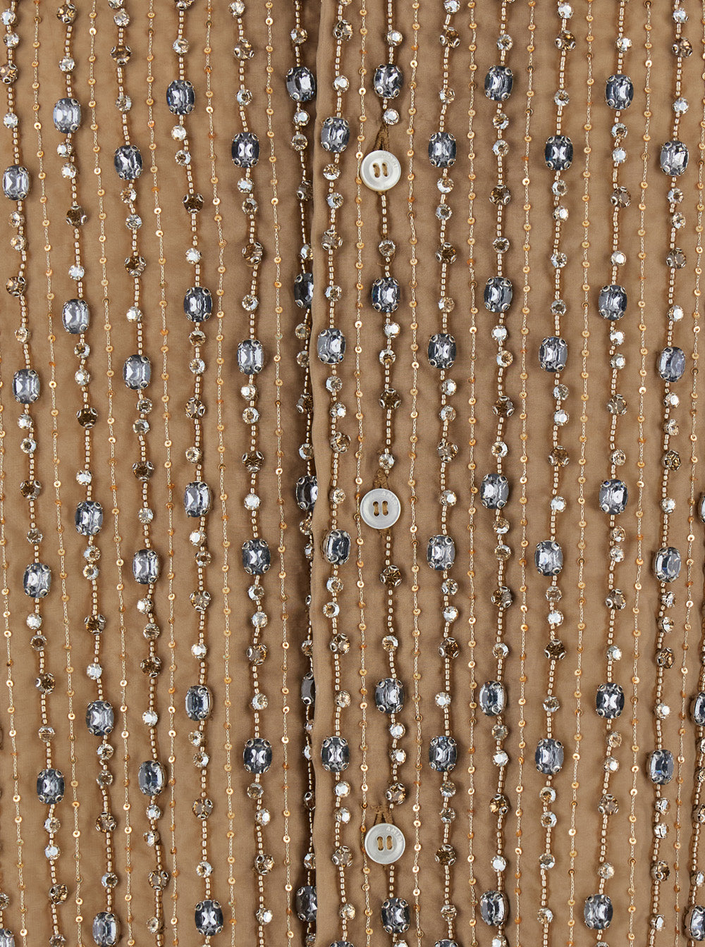 Beige Shirt With All-Over Crystals Details Tech Fabric Man Polyester Nylon And Blouses