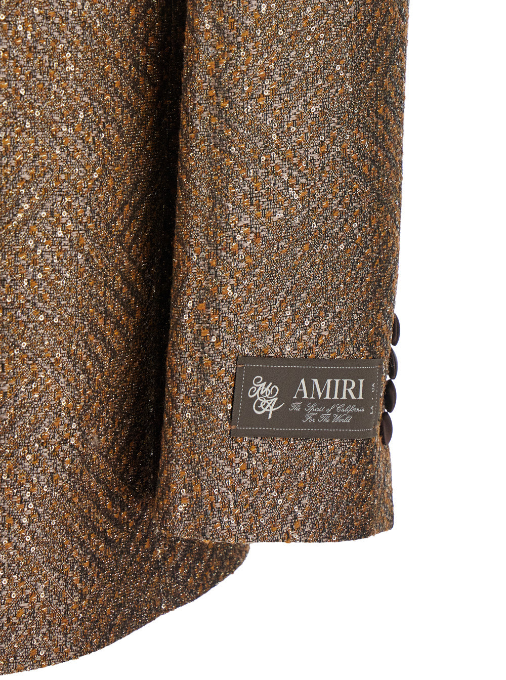 Brown Single-Breasted Blazer With All-Over Paillettes Tech Fabric Man Blazers
