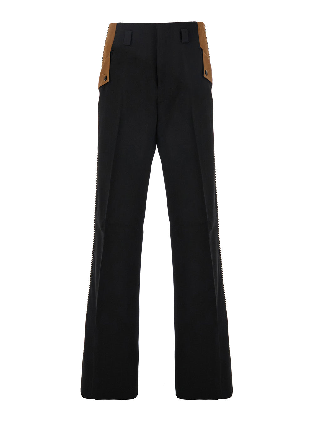 Hollywood Black Pants With Details On The Pockets Viscose Man Trousers