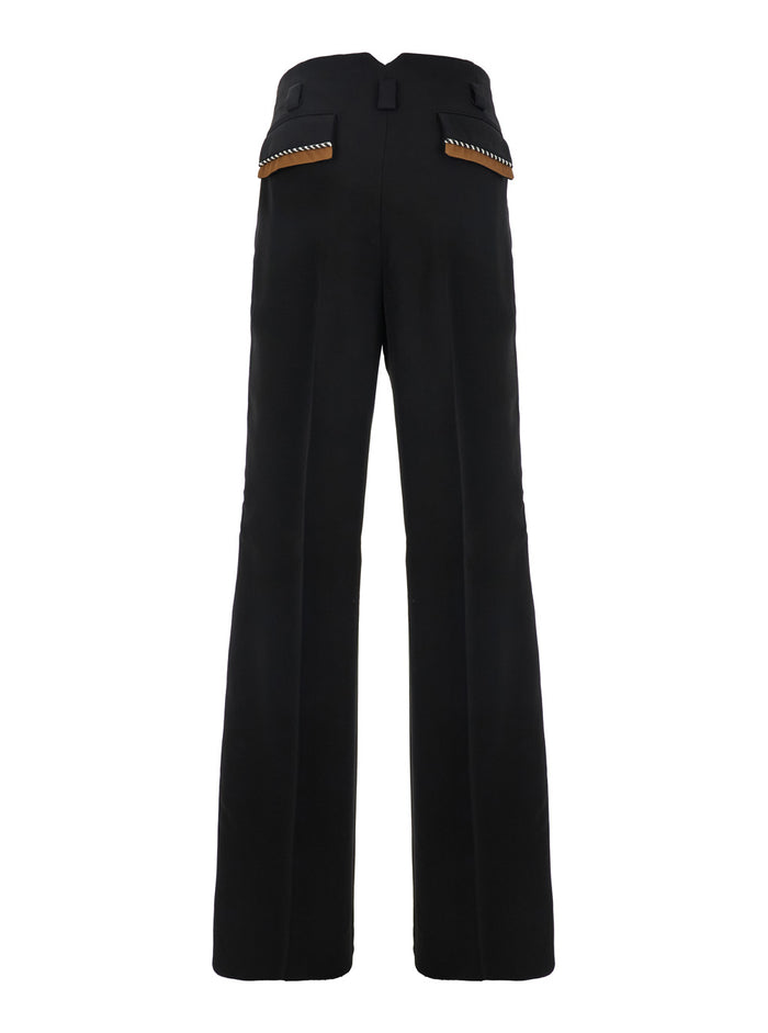Hollywood Black Pants With Details On The Pockets Viscose Man Trousers