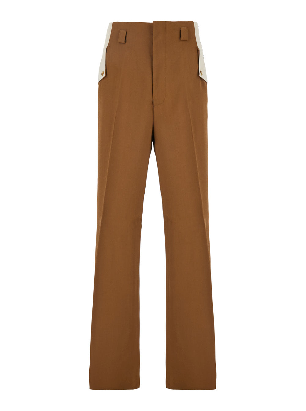 Hollywood Brown Pants With Details On The Pockets Viscose Man Trousers