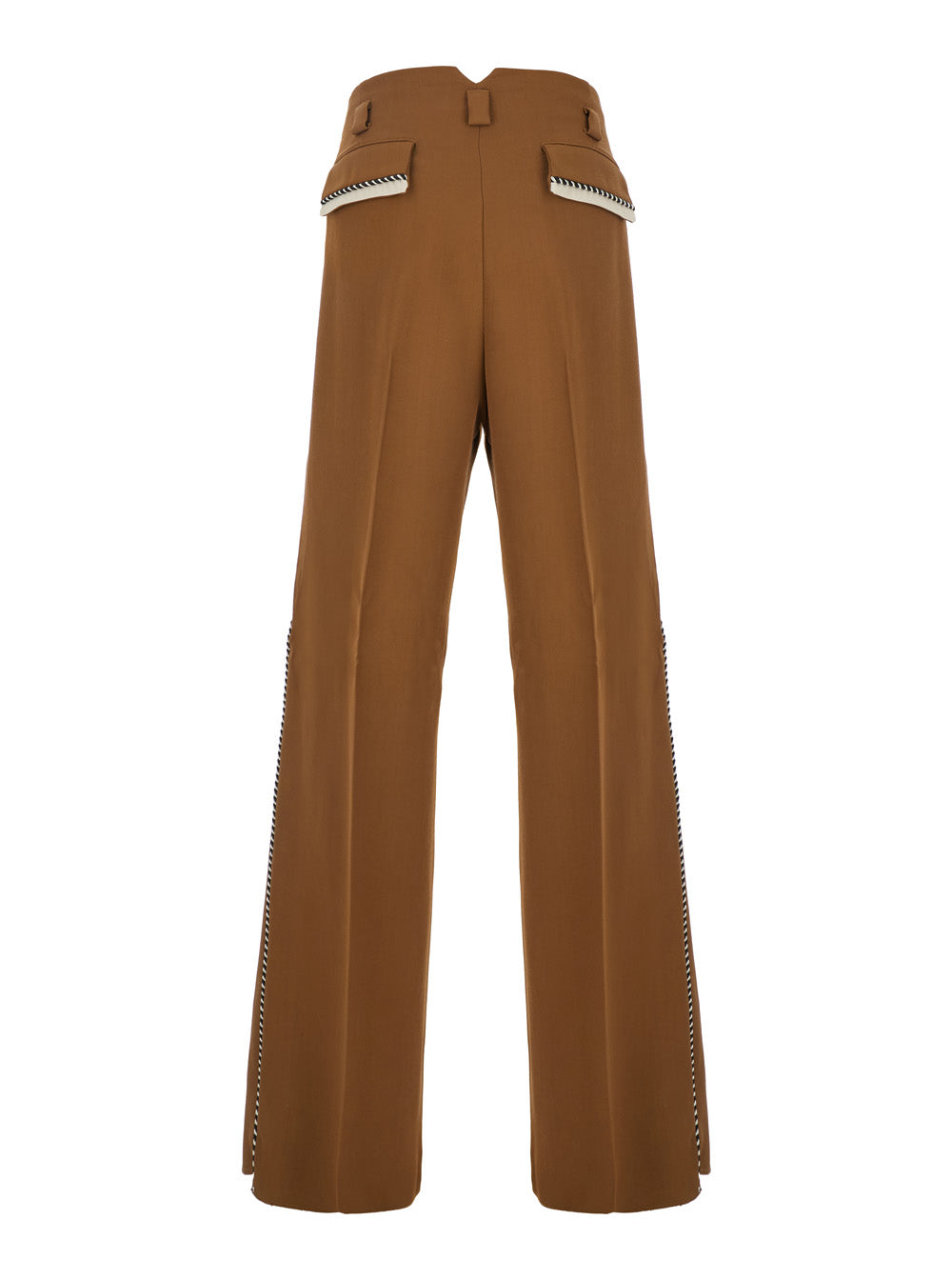 Hollywood Brown Pants With Details On The Pockets Viscose Man Trousers
