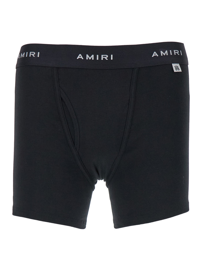 Black Boxer Briefs With Branded Band Stretch Cotton Man Spandex Underwear