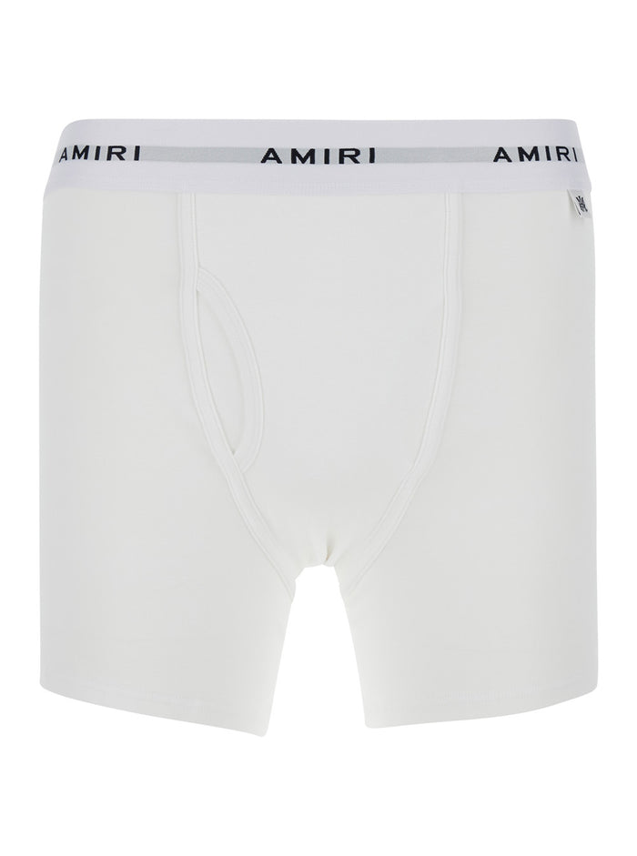 White Boxer Briefs With Branded Band Cotton Blend Man Spandex Underwear
