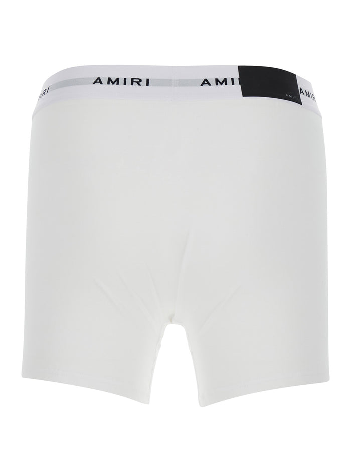 White Boxer Briefs With Branded Band Cotton Blend Man Spandex Underwear