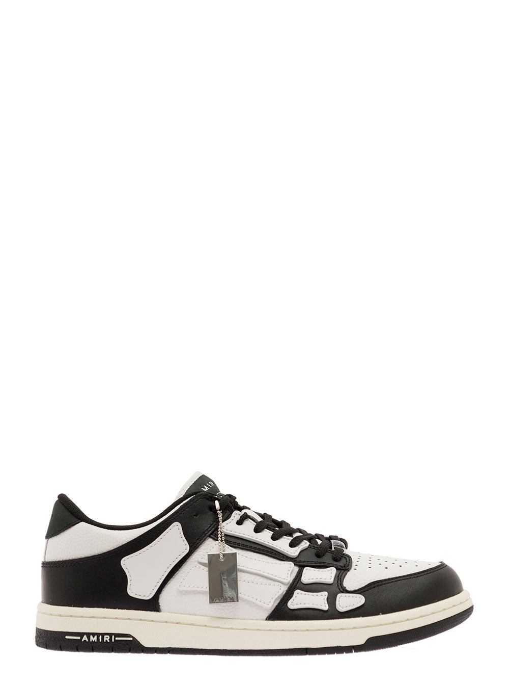 Skel Top Low White And Black Sneakers With Skeleton Patch Leather Man White/black Bovine