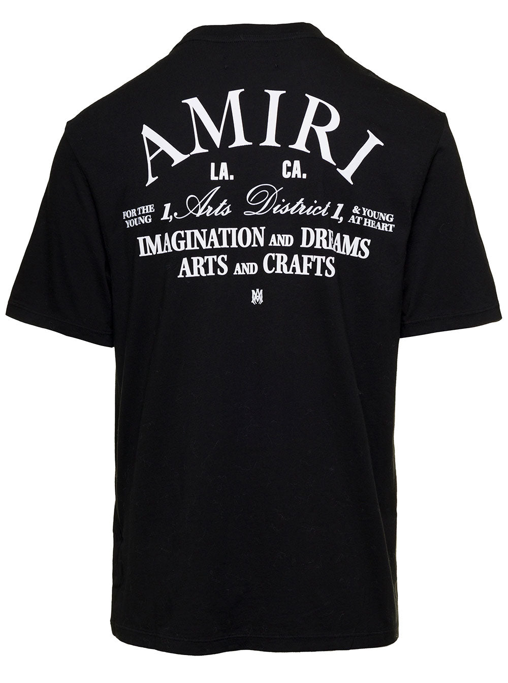 Arts District Black Crewneck T-Shirt With Contrasting Logo Print Cotton Man Tshirts And Polo Shirts