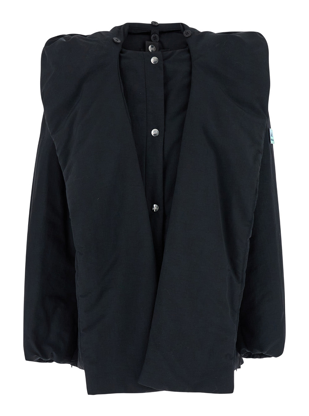 Giulia Black Down Jacket With Detachable Scarf Tech Fabric Woman Polyamide