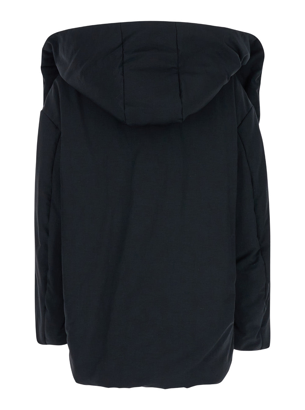 Giulia Black Down Jacket With Detachable Scarf Tech Fabric Woman Polyamide