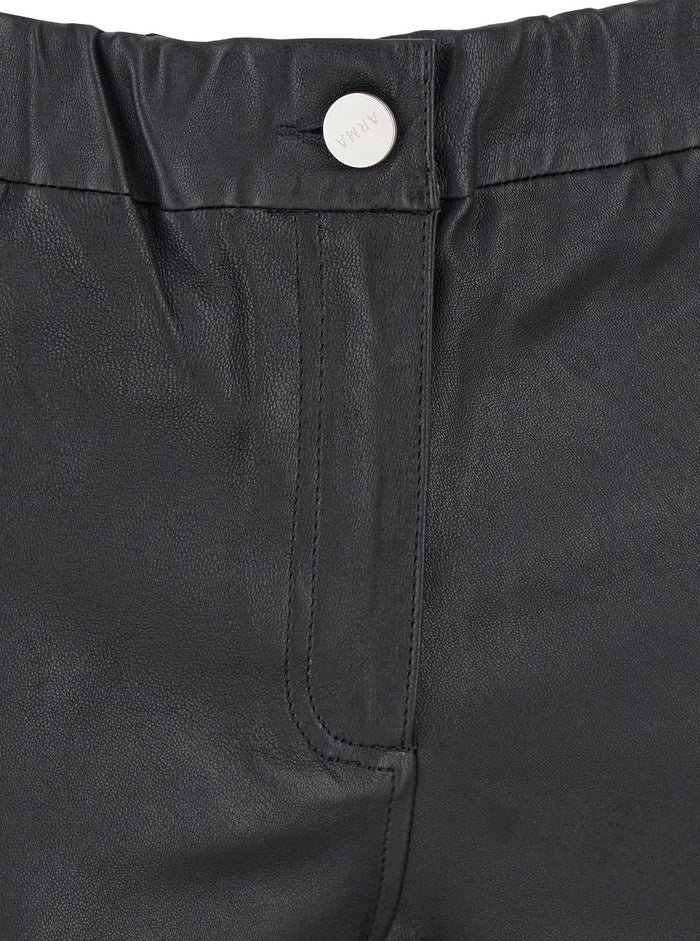 Izzy Black Flared Pants Leather Woman Lamb Trousers
