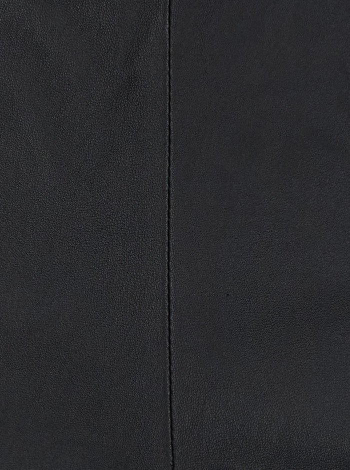 Karina Black Wide Pants Leather Woman Lamb Trousers