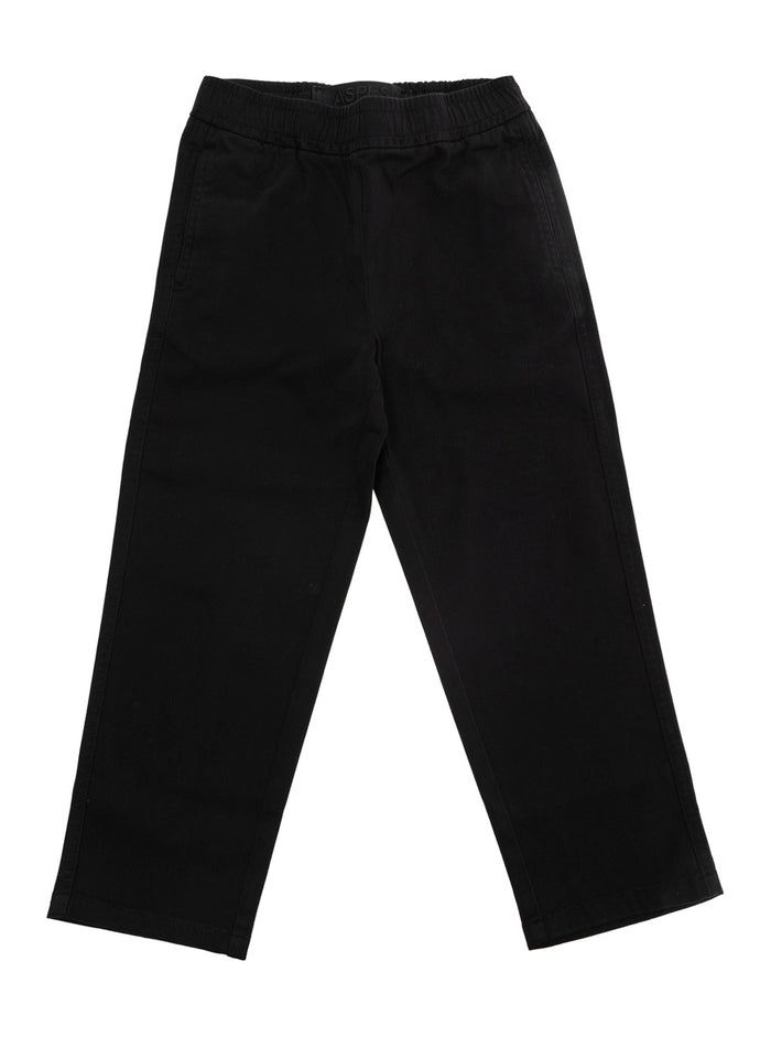 Black Pants With Logo Patch Stretch Cotton Boy Elastane Trousers