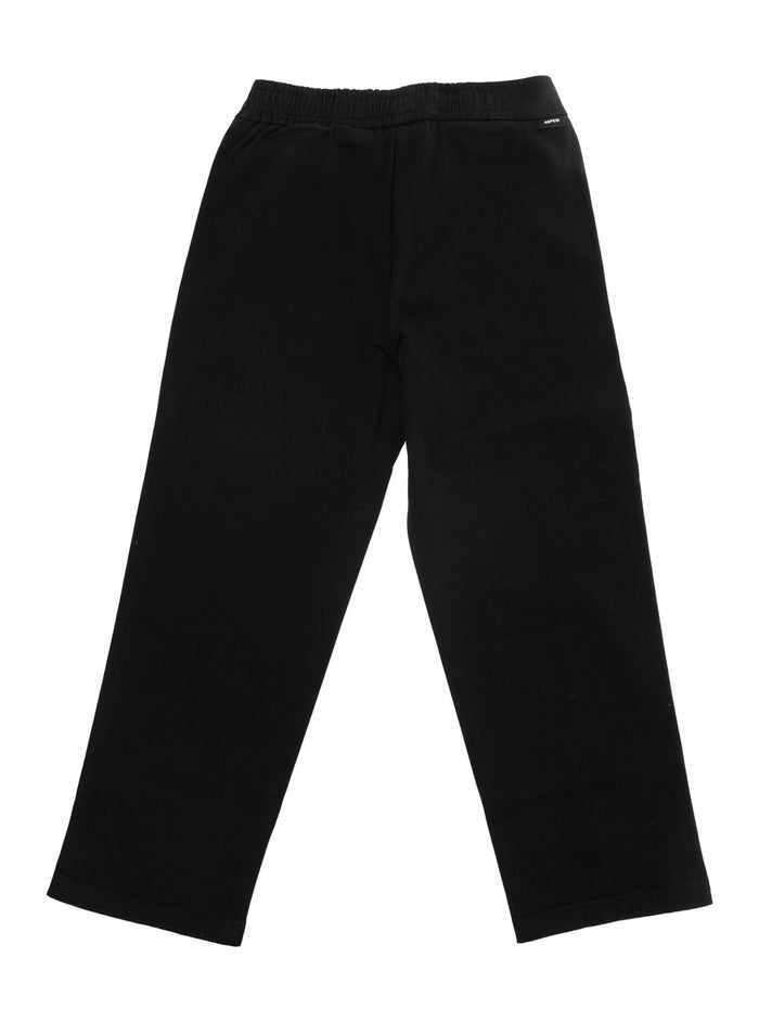 Black Pants With Logo Patch Stretch Cotton Boy Elastane Trousers