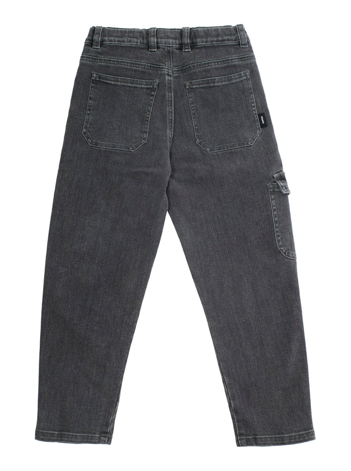 Grey Five-Pocket Jeans Stretch Denim Boy Cotton Elastane Trousers