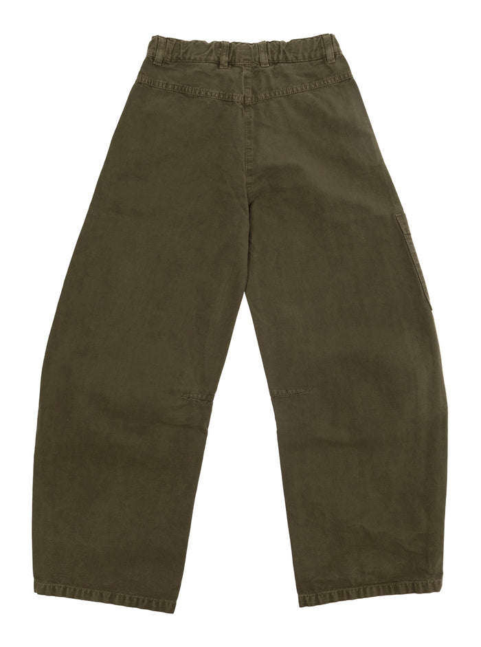 Military Green Cargo Pants With Logo Cotton Girl Trousers
