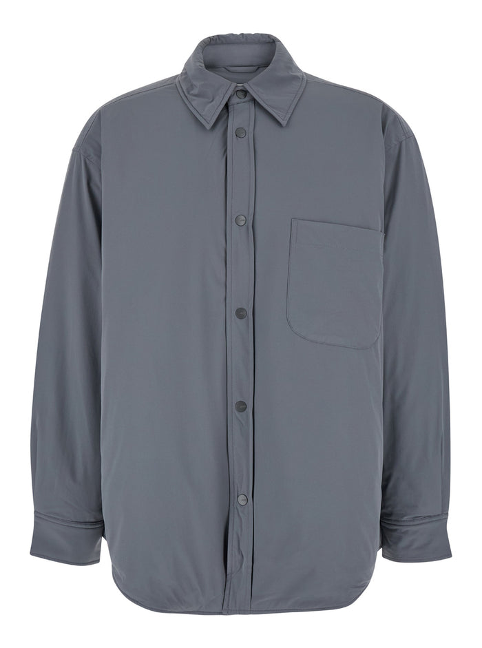 Grey Jacket with Patch Pocket in Padded Fabric Man Outerwear