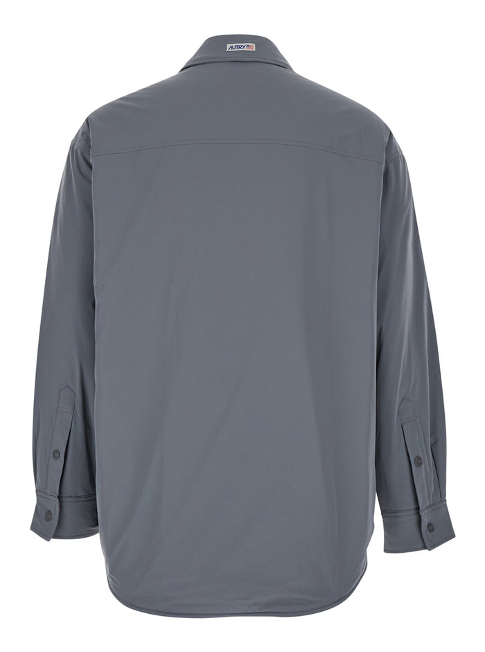 Grey Jacket with Patch Pocket in Padded Fabric Man Outerwear