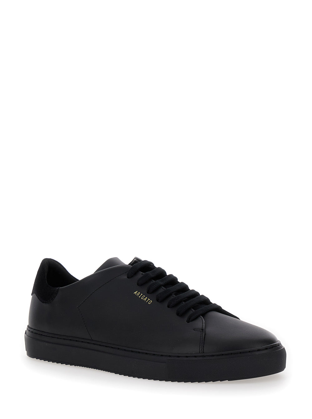 Clean 90 Black Low Top Sneakers With Laminated Logo Leather Man