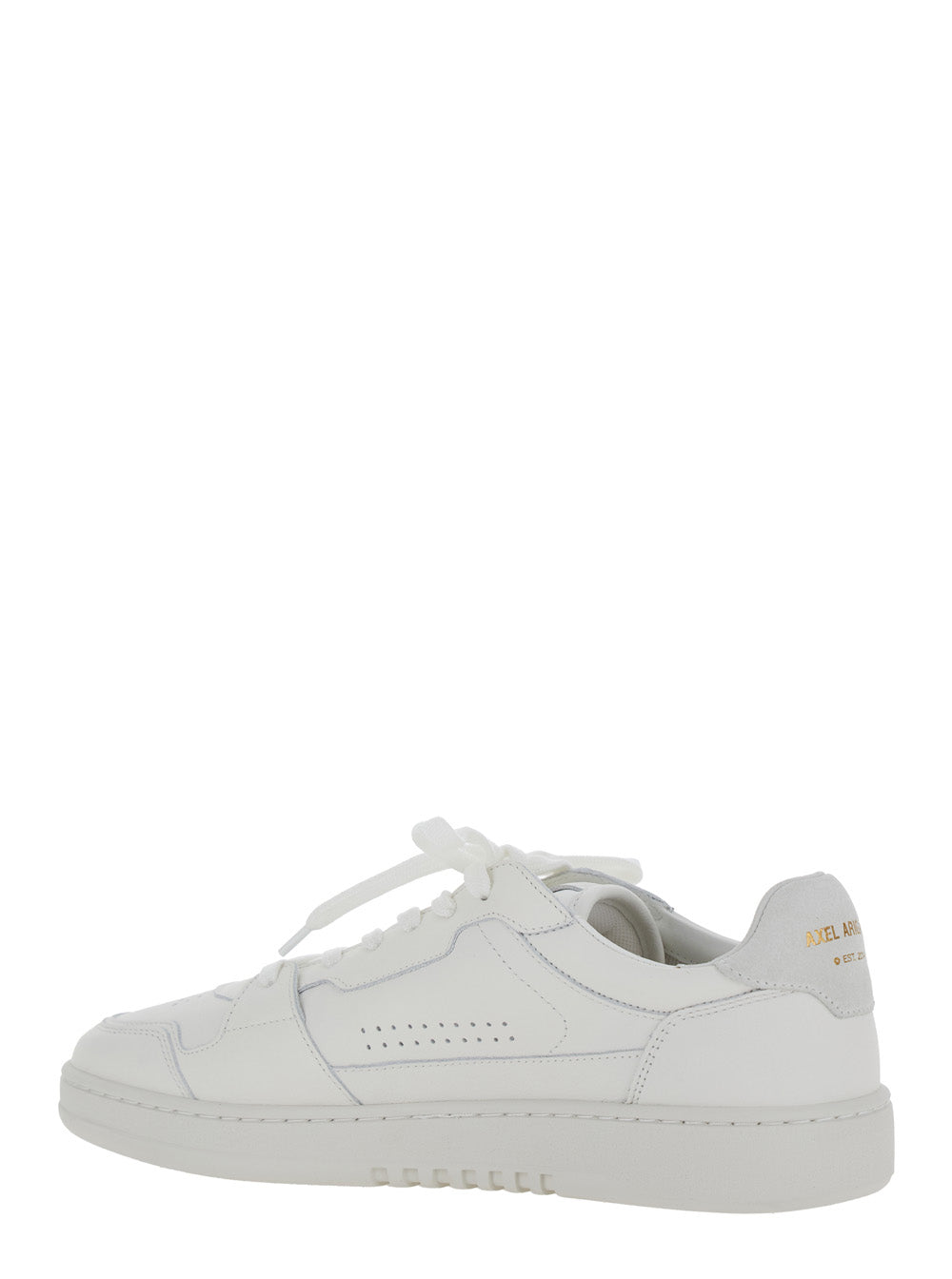 Dice Lo White Low Top Sneakers With Laminated Logo Leather And Suede Man Recycled Pes