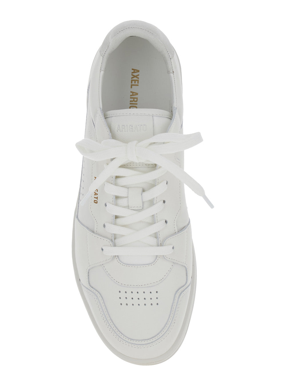 Dice Lo White Low Top Sneakers With Laminated Logo Leather And Suede Man Recycled Pes