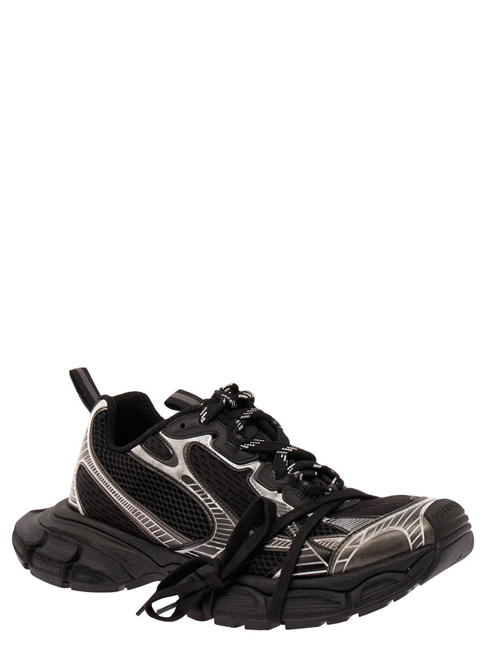 3xl Black Low Top Sneakers With Logo Detail Mesh And Polyurethane Man Polyester