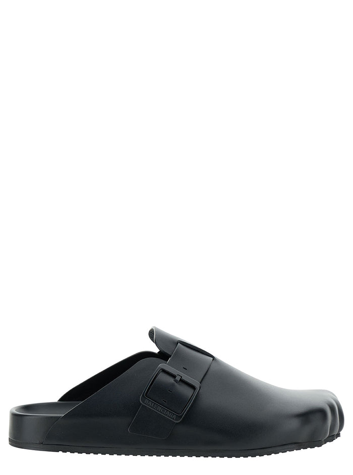Sunday Black Mules With Five Finger Shape At Toe Matte Leather Man Calf Flat Shoes