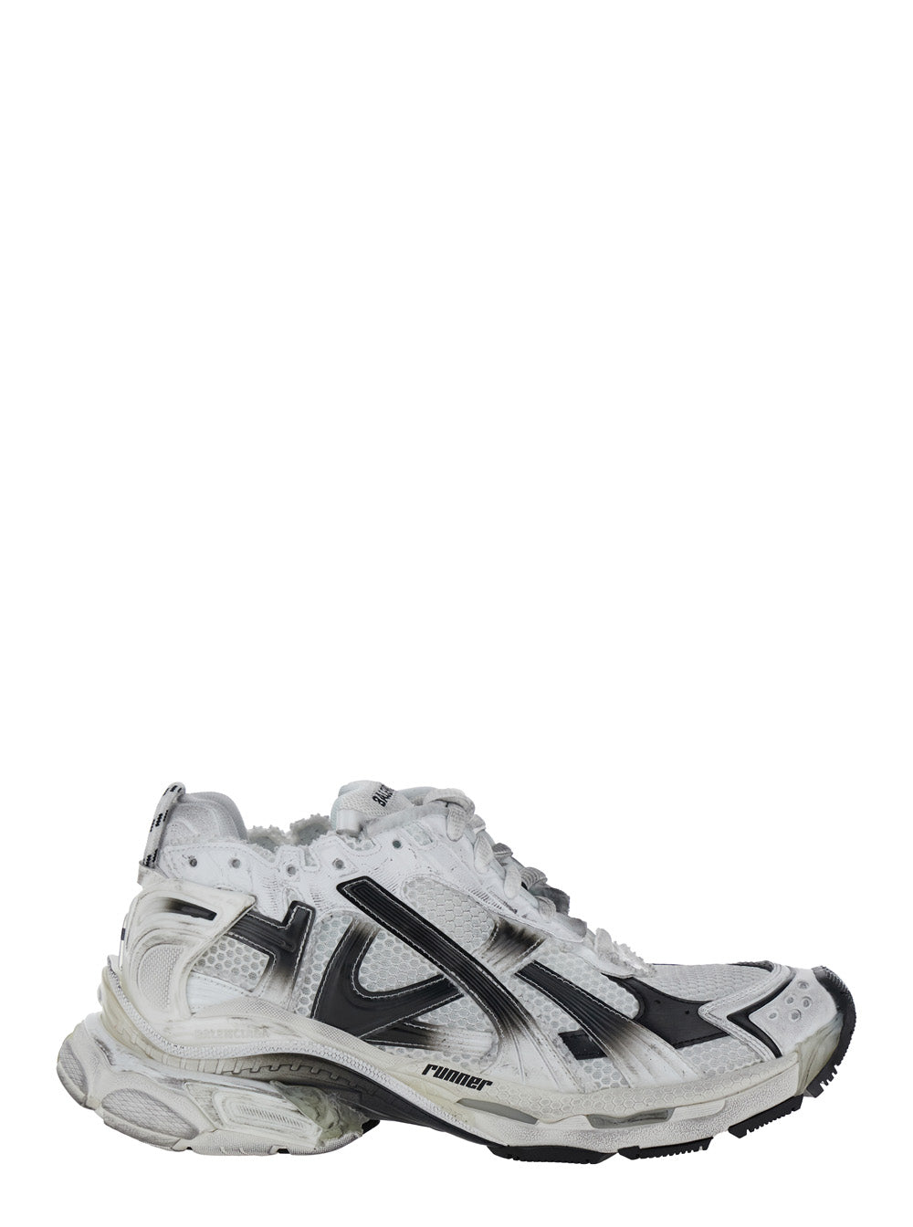 Runner White Low Top Sneakers With Logo Embroidery Mesh And Nylon Man Polyurethane Polyester