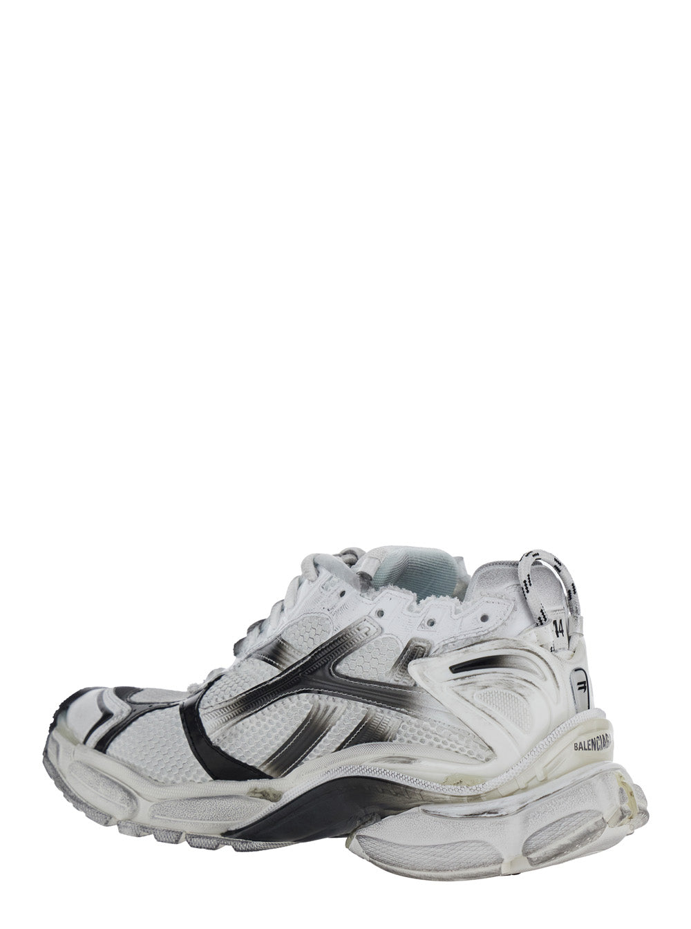Runner White Low Top Sneakers With Logo Embroidery Mesh And Nylon Man Polyurethane Polyester