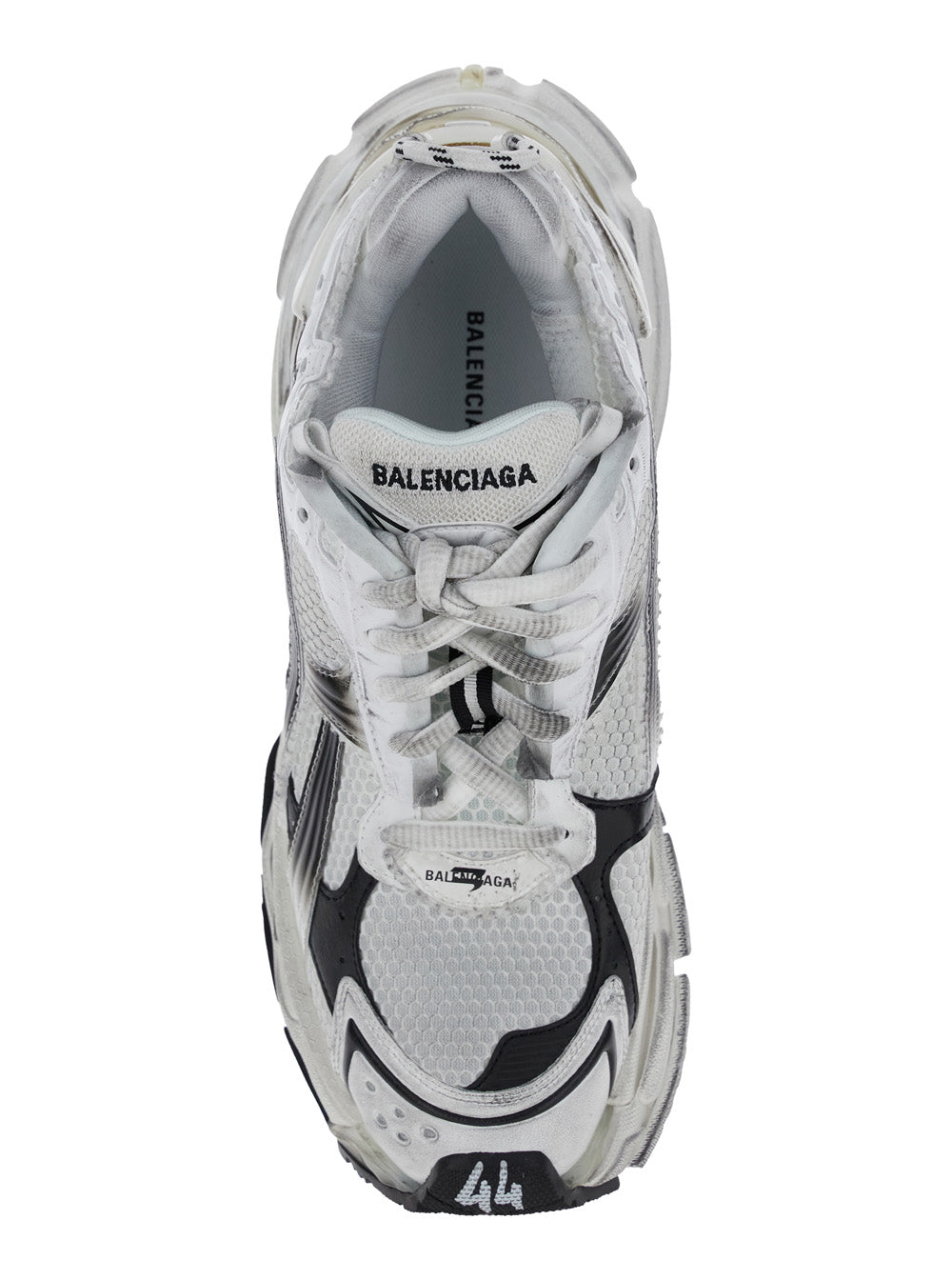 Runner White Low Top Sneakers With Logo Embroidery Mesh And Nylon Man Polyurethane Polyester