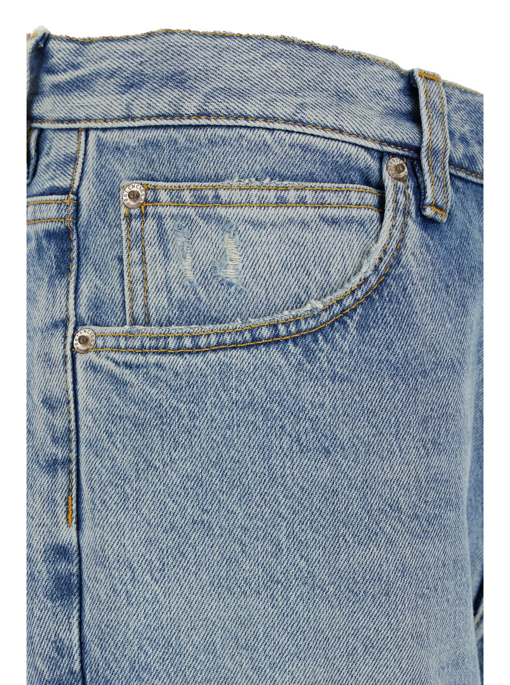Light Blue Low Waisted Straight Jeans in Denim Woman Cotton