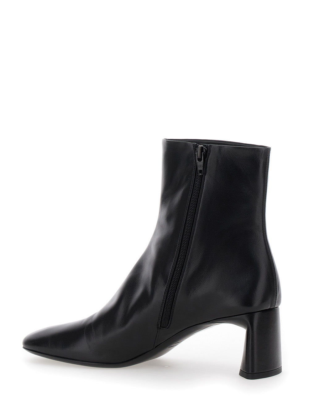 Duty Free 60mm Black Boots with Square Tip in Leather Women Sheep Ankle