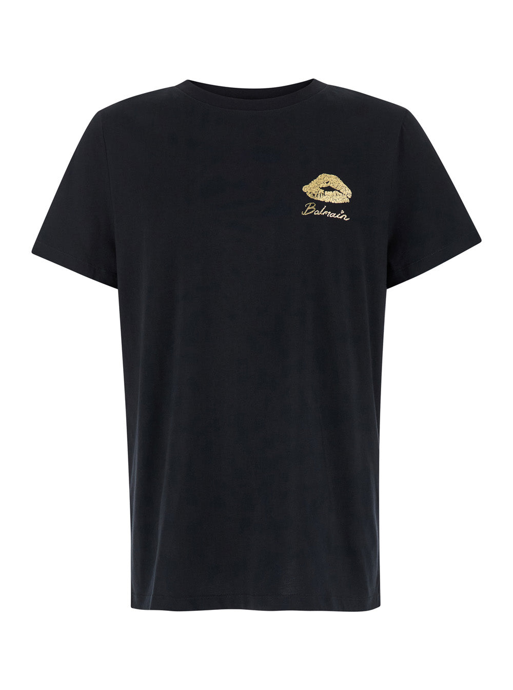 Black Crewneck T-Shirt With Logo Detail On The Front Cotton Man Organic Tshirts And Polo Shirts