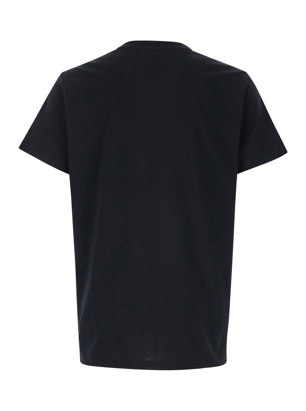 Black Crewneck T-Shirt With Logo Detail On The Front Cotton Man Organic Tshirts And Polo Shirts