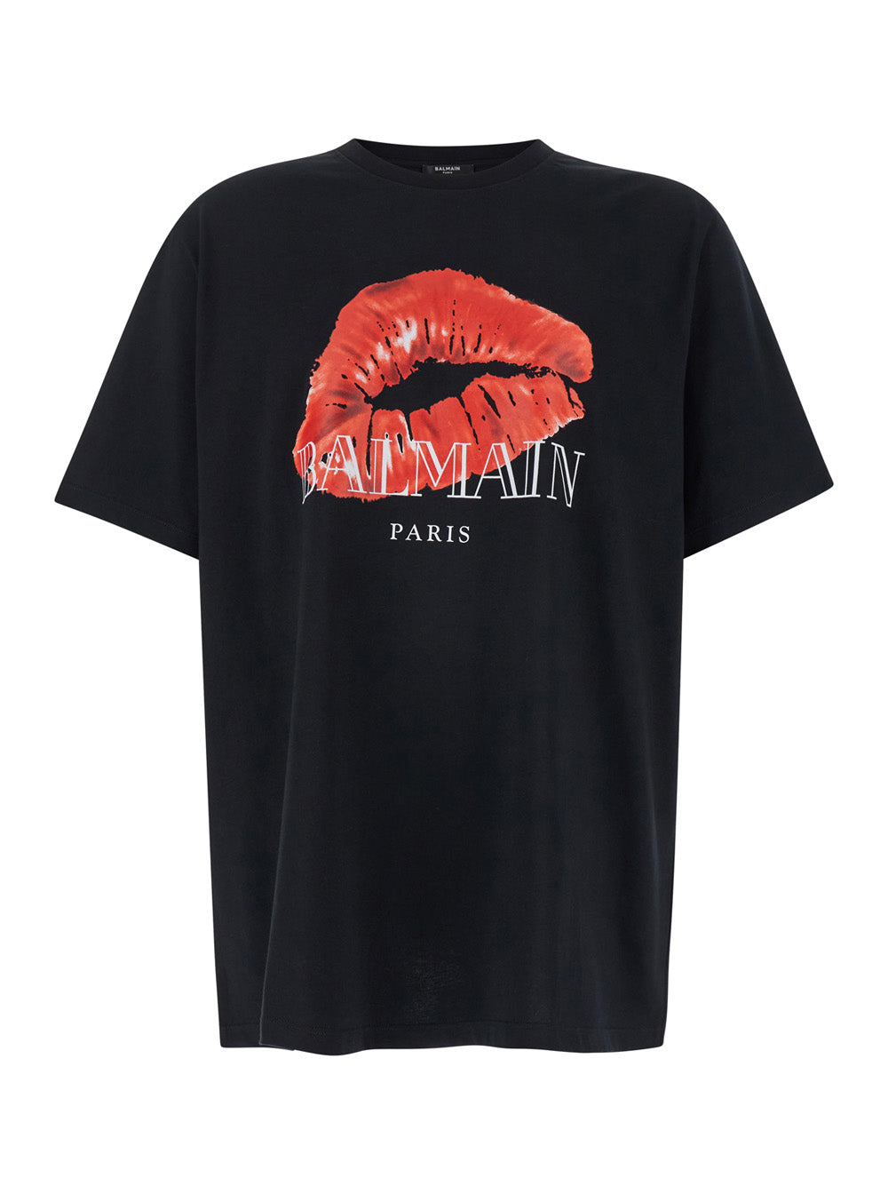 Black Crewneck T-Shirt With Maxi Logo On The Front Cotton Man Organic Tshirts And Polo Shirts